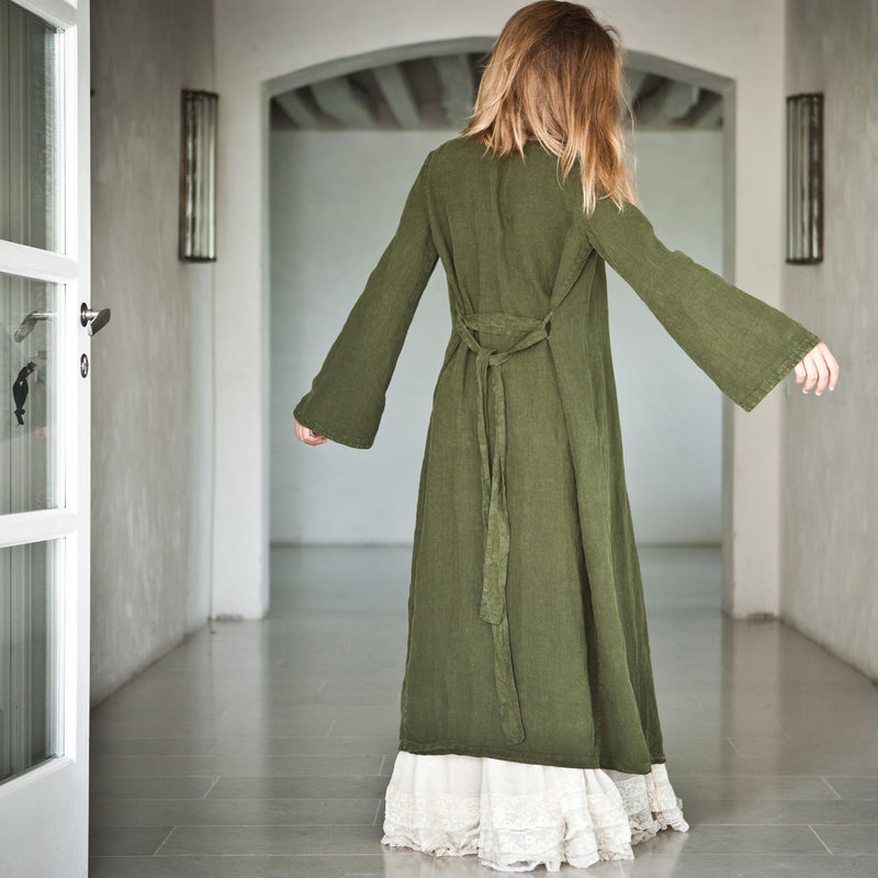 Linen Dressing Gown, Once Milano green | Crafthouse Store Kijkduin