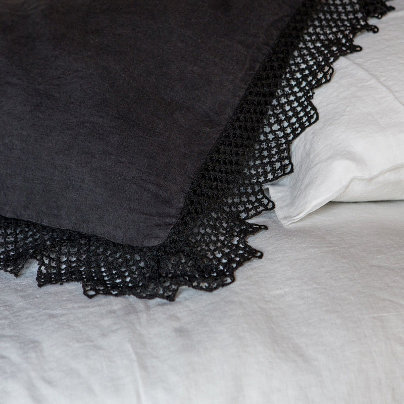Linen Pillowcase with Macrame, Once Milano black | Crafthouse Store Kijkduin