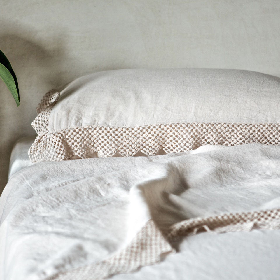 Linen Pillowcase with Macrame, Once Milano cream | Crafthouse Store Kijkduin